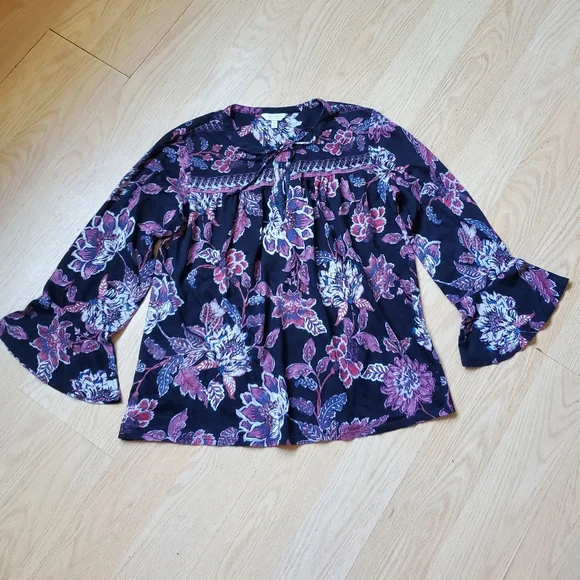 Lucky Brand Woman's Long Sleeve Floral Blouse Size S. - Picture 1 of 6